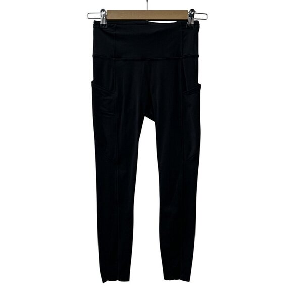 Lululemon Wunder Under Workout Crop Leggings Side Pockets Mid-Rise Black Women 4 - Picture 1 of 12